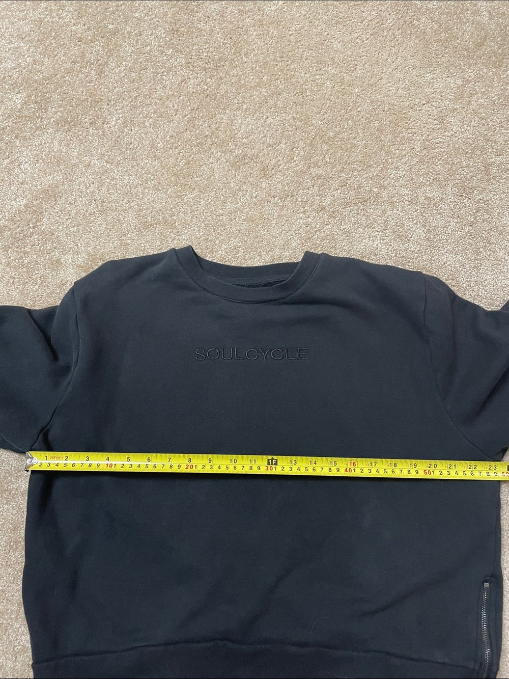 soulcycle Black Embroidered Crewneck Sweatshirt with Side Zippers - Size Large - Picture 7 of 8